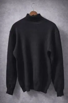 タートルネック ニット ブラック L コットン ナイロン シンプル 無地