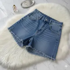 美品✨ グレイル GRL デニム ショート パンツ ハイウエスト フリンジ加工