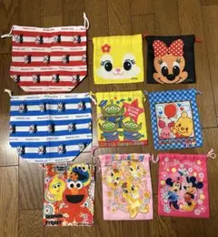 ディズニーキャラクター 巾着袋 9個セット