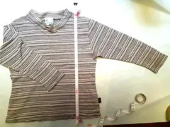 組曲　キッズ100~110㎝　ハイネック長袖Tシャツ　綿100%　茶系　しましま