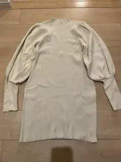 SLY アイボリー リブ編みニットワンピース