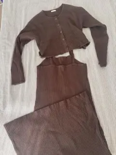 GU ダークブラウン ニットワンピース セット