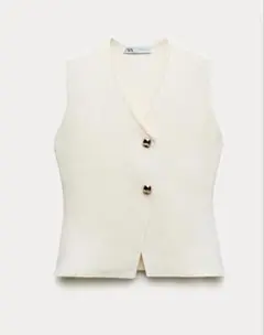 新品 ZARA ザラ　ゴールドボタン ニット ベストトップス
