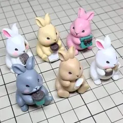 可愛い　ウサギのフィギュア　6個セット