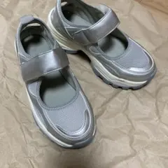 シルバー メッシュ カジュアルスニーカー