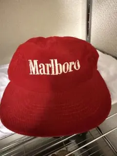 Marlboro マルボロ コーデュロイキャップ レッド 企業ロゴ 古着USA