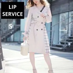 極美品 LIP SERVICE ベルト付サイドプリーツトレンチコート ベージュ