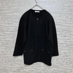 未使用✨Cen. セン 洗える ノーカラーステッチブルゾンシャツ ブラック 