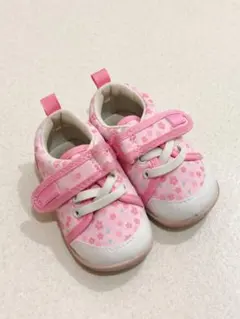ベビーシューズ ピンク 花柄 マジックテープ 12.5cm