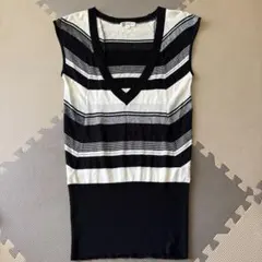 MICHEL KLEIN ストライプ Vネック ニット 38