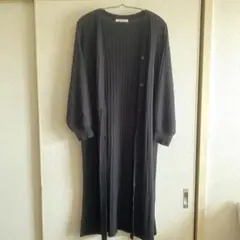 KHALITA ブラックリブ編みカーディガン