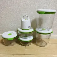 新品・未使用　FOSA フォーサ 本体＋丸型真空保存容器 7個セット Amazon｜【公式】フォーサ 真空バッグ 基本セット サーバースプーン