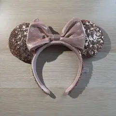 【美品】東京ディズニーリゾート ミニー カチューシャ スパンコール ピンク
