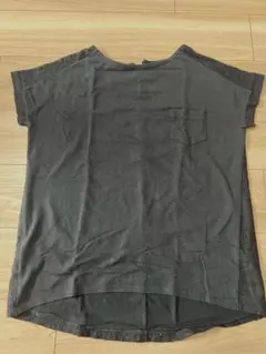 リボン付き黒半袖Tシャツ M