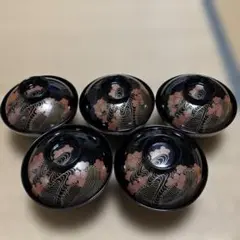 【新品・未使用】会津塗 お椀5個セット　✦紫・金の和柄が黒に映える✦ 楽天市場】会津塗 椀（カラーブラック）（食器｜食器