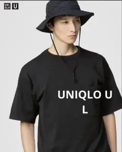 UNIQLO U クルーネックセーター半袖 L ブラック　黒色