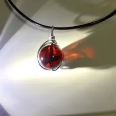 マーブルレッドアンバー ネックレス　14㎜