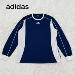 アディダス　adidas 長袖カットソー ネイビー×ホワイト　【L】　メンズのサムネイル