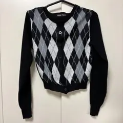 ダイヤモンド柄 クロップドカーディガン