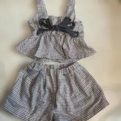 チェック柄タンクトップ＆ショートパンツセット 90サイズ　petit main