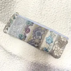 《133》インド刺繍リボンポーチ　ペンケース