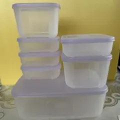 食品保存容器 7個セット 透明/紫　Tupperware