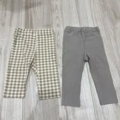 カーキとホワイトのチェック柄 パンツ ボトムス