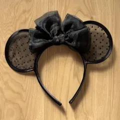 ディズニー カチューシャ ミニー リボン ブラック ドット 大人可愛い
