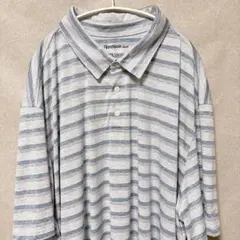 ★美品 大きいサイズ リーボック ポロシャツ ボーダー 5XL 白青 ゴルフのサムネイル