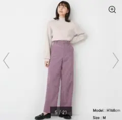 美品 GU ライトコーデュロイストレートパンツ XS パープル