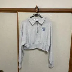 WEGO ジップアップ クロップドスウェット グレー