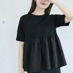 coca クルーネックドッキングカットソー ブラック　Lのサムネイル