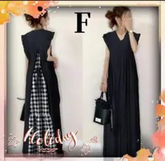 後ろの切り替えギンガムチェックが可愛い❤フレンチスリーブワンピース