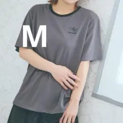 辻希美　裾レース　リンガーTシャツ　ダークグレー