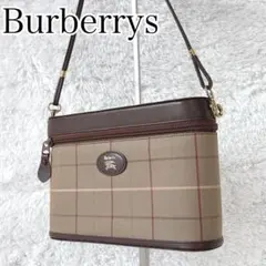 Burberrys ショルダーバッグ ペンチェック ホースロゴ 筒形 玉虫色