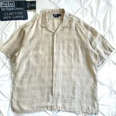 美品✨ 90sラルフローレン リネン100%オープンカラーシャツCLAYTONのサムネイル