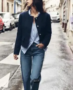 ZARA メタルボタン付きストラクチャー入り生地ブレザー