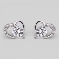 キラキラ　ハート　シルバーピアス　CZ ジルコニア　S925刻印【両耳セット】