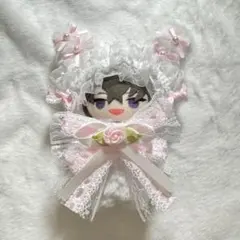 にじぱぺっと　10cm 猫　ぬい服　着ぐるみ　ホワイト　バラ　リボン