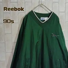 リーボック　Reebok　90s　ナイロン　プルオーバー　緑　刺繍