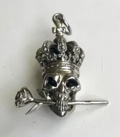 王冠 スカルペンダント シルバーカラー 薔薇モチーフ ノーブランド