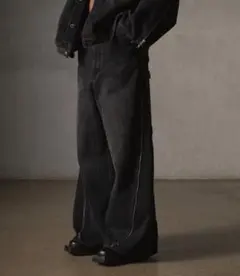 【GRANCY】ジップデザイン バギーデニム パンツ