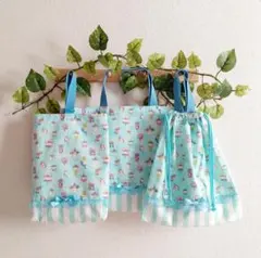 入学入園セット　ゆめかわユニコーン　ブルー　ハンドメイド　レッスンバッグ　女の子