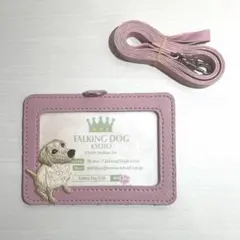 ゴールデンレトリバー(MDダックス？) 　刺繍モチーフ付きパスケース　ピンク