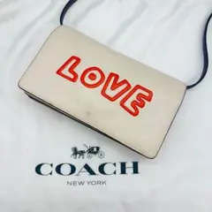 [美品]コーチ LOVEロゴ ショルダーバッグ 白　F14927