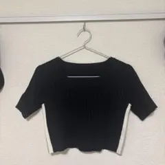 【最終値下げ】GRL ブラック 半袖リブ編みトップス M