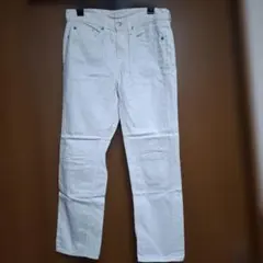 ダメージパンツ　ダメージデニム　ホワイトデニム　ウエスト約75センチ　ストレートのサムネイル
