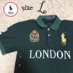 人気☆ポロバイラルフローレン ロンドン 刺繍ロゴ ビッグポニー ポロシャツ L
