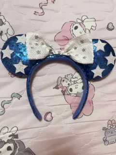 ディズニー ミニーカチューシャ 青 スパンコール 星 Disney