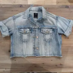 AZUL　ショート丈デニムジャケット　ライトブルー